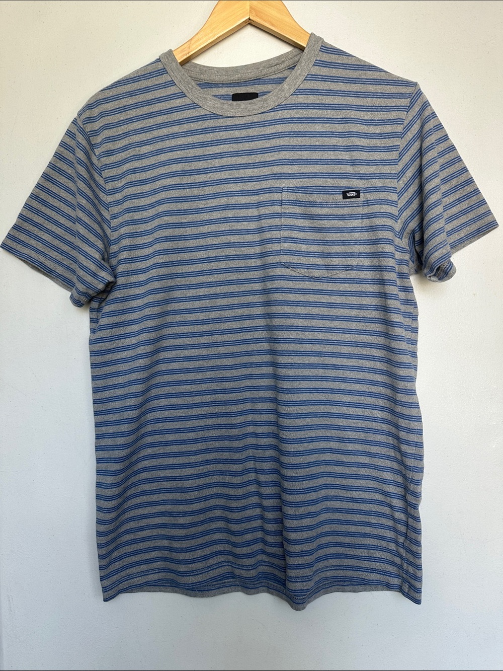 Vans Gray and Blue Striped Pocket Tee
